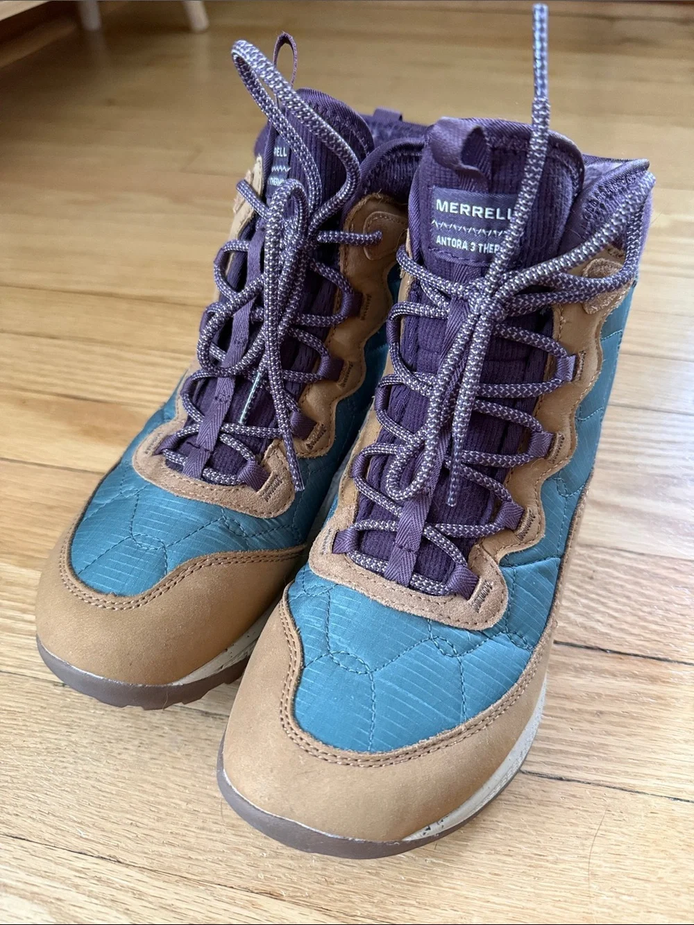 Merrell Teal and Brown Women's Winter Boots with Purple accents
